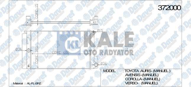 KALE 372000 Su Radyatoru Auris-Avensis-Corolla-Verso (Mekanik ) (Al/Pl/Brz) (600x378x16) (Manuel)